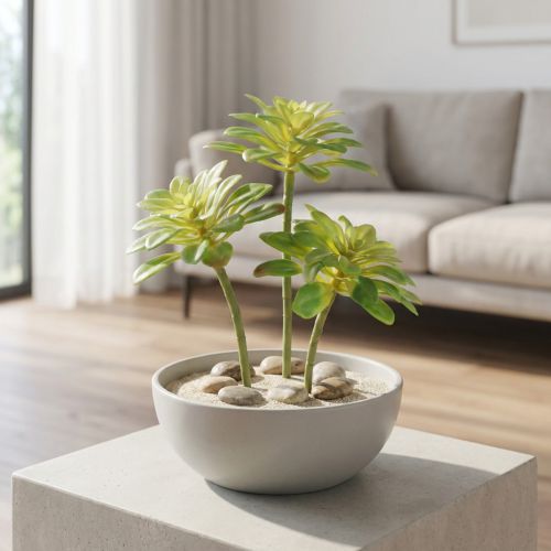 Succulent artificial plant with stick Aeonium Green 30cm 4pcs | Floristik24.co.uk