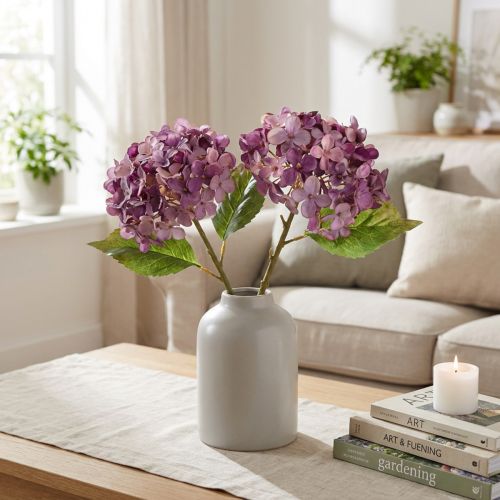 Artificial Hydrangeas Purple Artificial Flowers Hydrangea 34cm 2pcs | Floristik24.co.uk