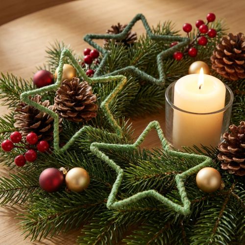 Stars Jute for Christmas Decoration Christmas Stars Green 15cm 8 pcs | Floristik24.co.uk