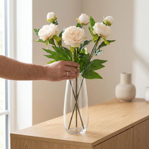 Long artificial peonies artificial flowers cream 70cm 3 pcs | Floristik24.co.uk