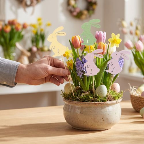 Product Decorative rabbits on a stick as graphic accents for tables and planters, 31.5cm, 16 pieces