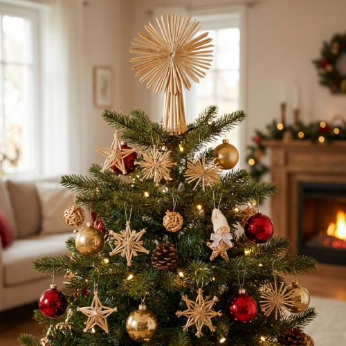Natural Straw Christmas Decorations Set - 35 Figures and Stars | Floristik24.co.uk