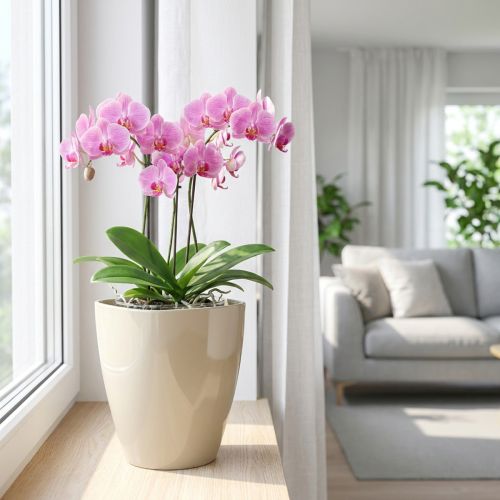 Orchid pot glossy Ø12.5cm sand 1 pc | Floristik24.co.uk
