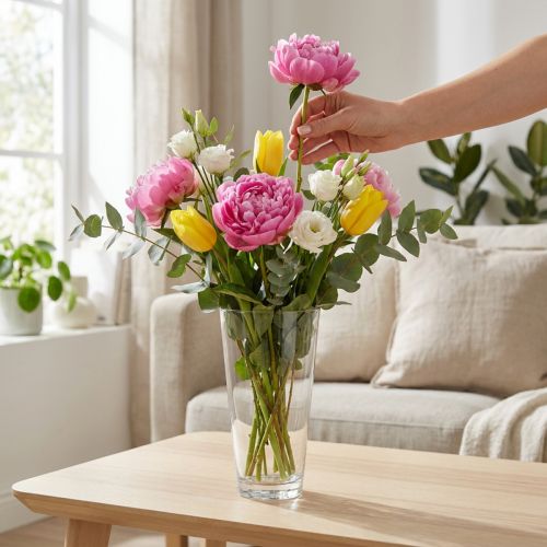 Product Glass vase conical flower vase transparent Ø10cm H20cm
