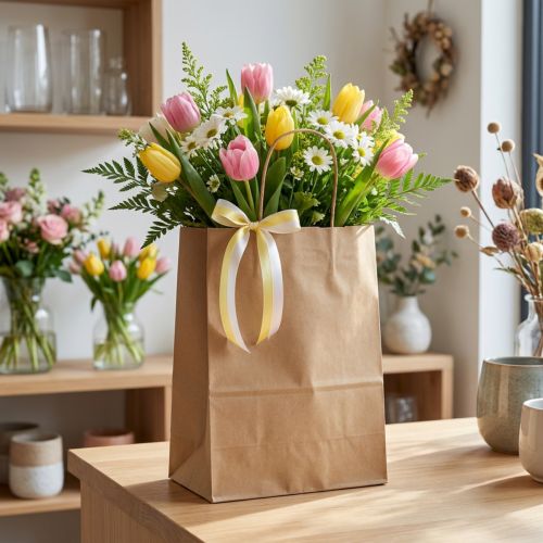 Paper carrier bag 23x12x30cm 50 pcs | Floristik24.co.uk