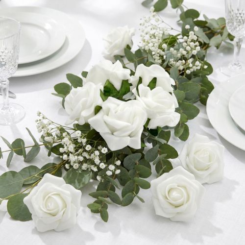 Foam Rose Ø 3.5cm white 48 pcs | Floristik24.co.uk