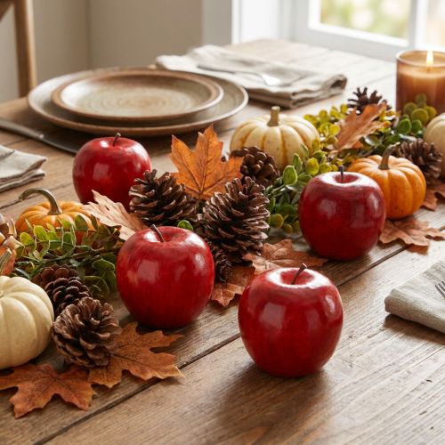 Decorative Apples, Red, Glossy, Artificial, 7.5cm, Set of 6, Autumn Decoration | Floristik24.co.uk