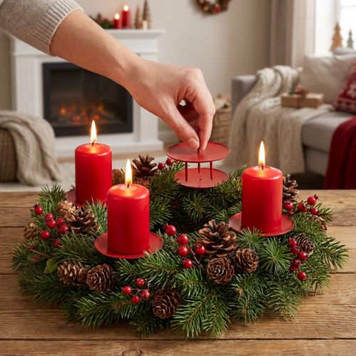 Candle holder to stick red Ø8cm 4pcs | Floristik24.co.uk