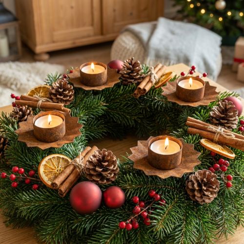 Candle holder for sticking tealight holder brown H8.5cm 4pcs | Floristik24.co.uk