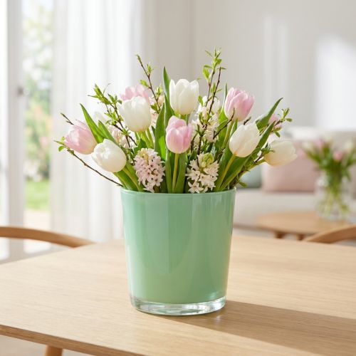 Glass pot Ø11.5cm H10.8cm mint green | Floristik24.co.uk