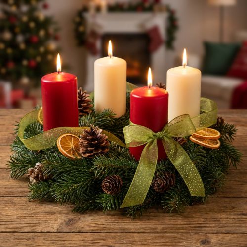 Christmas ribbon with golden dots, dimensionally stable, green, 25mm, 20m | Floristik24.co.uk
