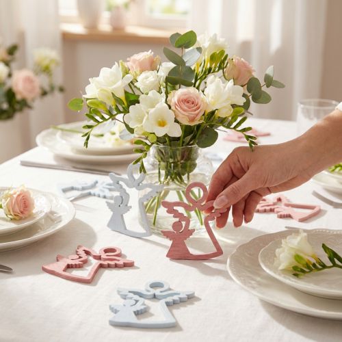 Scatter decoration angel pink/white 24 pcs | Floristik24.co.uk