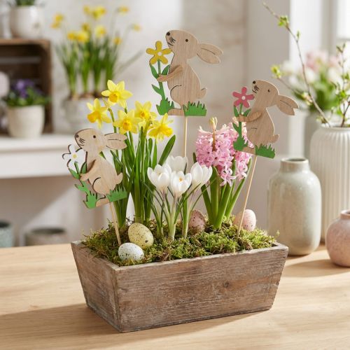 Flower stick rabbit made of wood 9cm 12 pcs | Floristik24.co.uk
