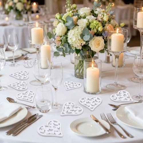 Scatter Decoration Heart White 5cm 40 Pcs | Floristik24.co.uk