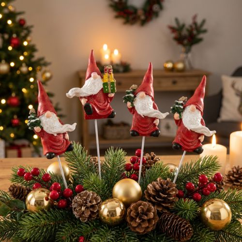Christmas gnome decorative plug gnome Santa Claus 7cm 4 pcs | Floristik24.co.uk