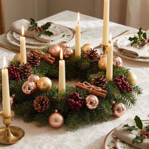 Christmas bauble rose gold glass mirror berries Ø40mm 32 pcs | Floristik24.co.uk