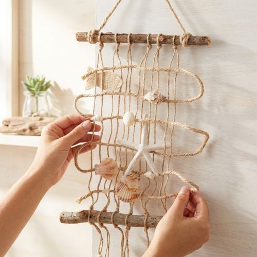 Fishing net jute with shells maritime wall decoration 25×55cm | Floristik24.co.uk