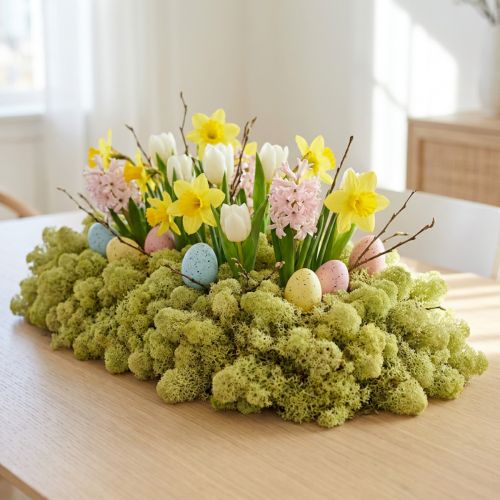 Decorative moss green kiwi moss for crafts, dried, dyed 500g | Floristik24.co.uk