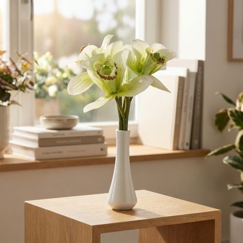 Artificial orchids artificial flowers in vase white/green 28cm | Floristik24.co.uk