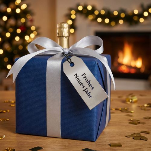 Gift tag "Happy New Year" silver 8×3.5cm 50pcs | Floristik24.co.uk