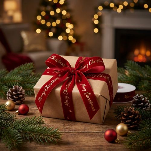 Gift ribbon Christmas ribbon red velvet ribbon 25mm 20m | Floristik24.co.uk