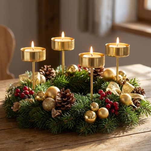 Tealight holder for sticking gold tealight holder Advent Ø4cm 8 pcs | Floristik24.co.uk