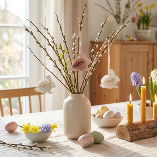 Honeycomb Easter bunny decoration for hanging 7×4.5×6cm 5pcs | Floristik24.co.uk