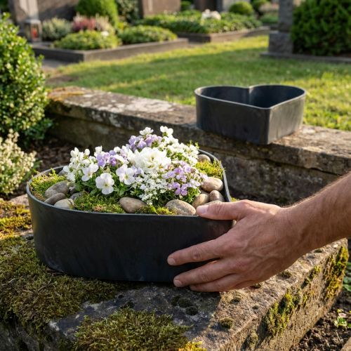 Bowl heart plastic decorative bowl anthracite 24/21cm set of 2 | Floristik24.co.uk