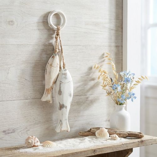 Fish made of mango wood for hanging Shabby Chic 19.5/15.5/10cm | Floristik24.co.uk