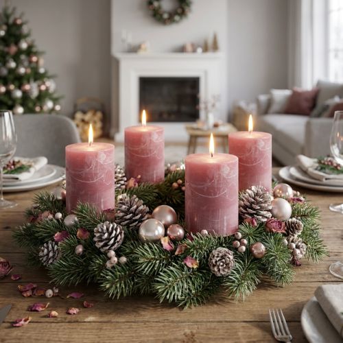 Solid colored candles antique pink 60x80mm 4pcs | Floristik24.co.uk