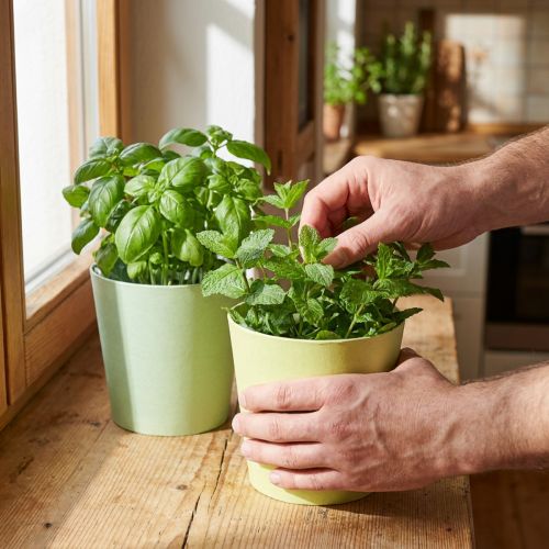 Paper cachepot, planter, herb pot blue/green Ø15cm H13cm 4pcs | Floristik24.co.uk