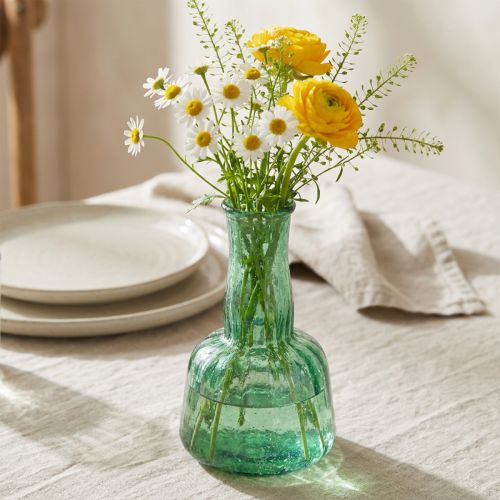 Mini glass vase flower vase green Ø8.5cm H15cm | Floristik24.co.uk