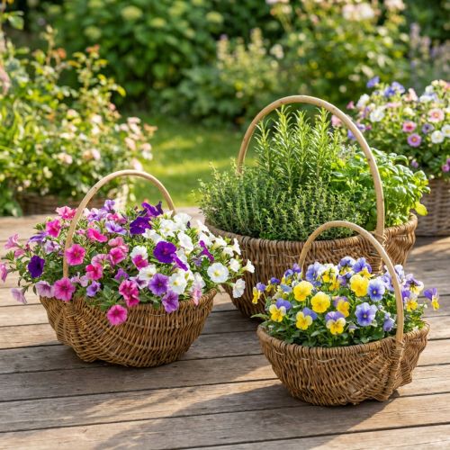 Potato basket 43/33/23cm with foil, natural, set of 3. | Floristik24.co.uk