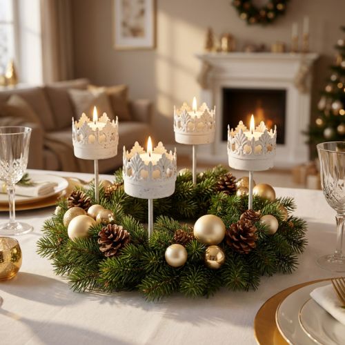 Tealight holder metal for sticking, candle holder crown Ø4.5cm 4pcs | Floristik24.co.uk