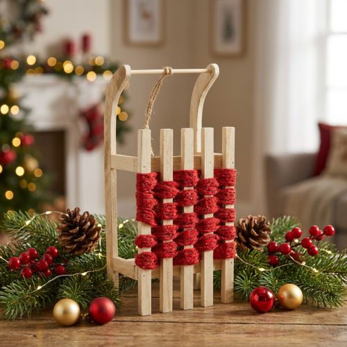 Decorative sleigh wooden Christmas sleigh L30×W14.5×H9.5cm | Floristik24.co.uk
