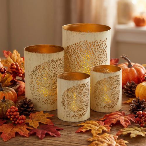 Autumn lantern metal decoration H20.5/15.5/10.5cm set of 3 | Floristik24.co.uk