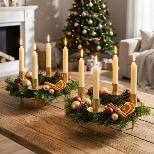 Candle ring rod candles candle holder gold Ø23cm H11cm 2pcs | Floristik24.co.uk