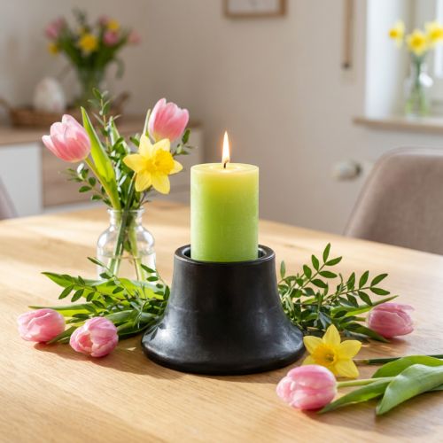 Candlestick black candle holder ceramic Ø12.5cm H7cm | Floristik24.co.uk