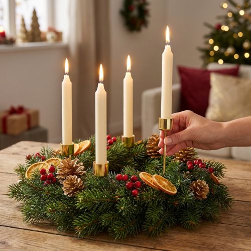 Stick candle holder gold Ø22mm H10.5cm 12 pcs | Floristik24.co.uk
