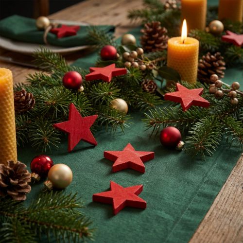 Scatter decoration Christmas stars red wooden stars Ø5.5cm 12pcs | Floristik24.co.uk