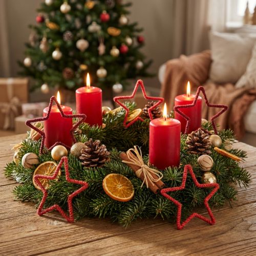 Stars for Advent wreath Christmas decoration jute red 15cm 8 pcs | Floristik24.co.uk