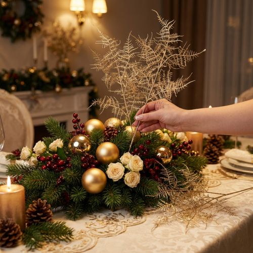 Product Artificial Fern Christmas Ornamental Fern Champagne 54cm 2pcs