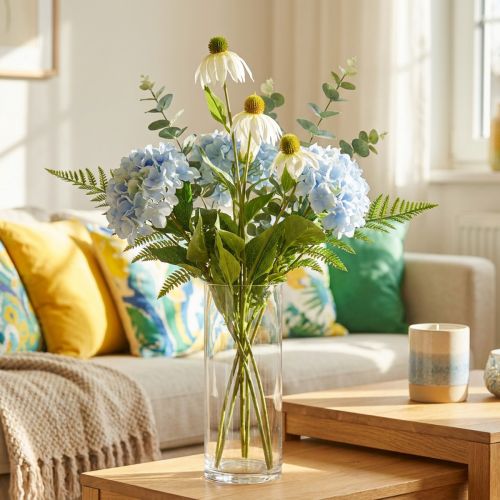 Echinacea flower artificial white 90cm | Floristik24.co.uk