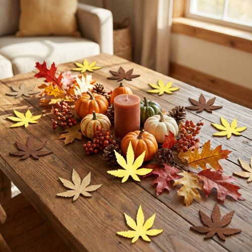 Decorative Wooden Leaves Yellow, Brown, Platinum 4cm Set of 72 | Floristik24.co.uk