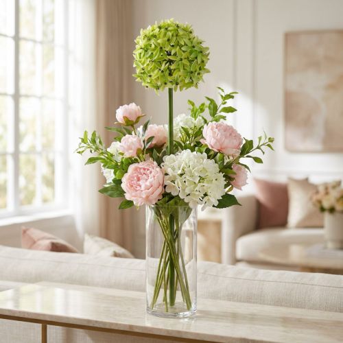 Ornamental onion Allium, silk flower, artificial ball leek green Ø20cm L72cm | Floristik24.co.uk