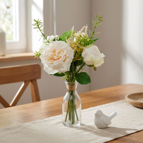 Bouquet of artificial roses. Cream silk flowers in a bouquet | Floristik24.co.uk