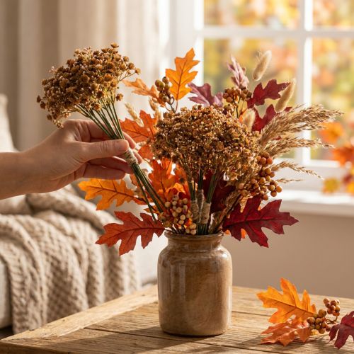 Gypsophila artificial brown for autumn bouquet 29.5cm 18p | Floristik24.co.uk