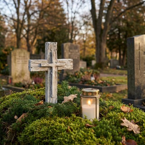 Grave decoration cross rustic grey white polyresin 12×7cm 6 pcs | Floristik24.co.uk