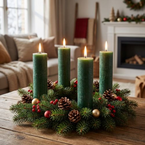 Product Dark Green Taper Candles, Fully Dyed, 22×240mm, Set of 12
