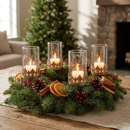 Tealight holder with glass for sticking antique look gold Ø5.5cm 4pcs | Floristik24.co.uk